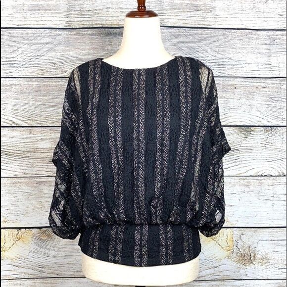 Style & Co. Tops - NWT Style&Co Black Laces Sparkle Blouse Top size Small Petite